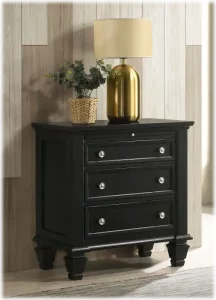 bedroom set coaster sandy beach black 201322 nightstand in room