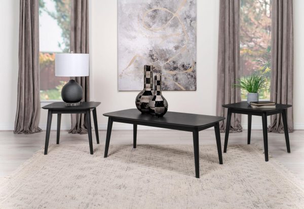 Mid-Century Modern Style 3-Piece Coffee & End Table Set - Black