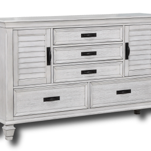 Franco 5-drawer Dresser Distressed White