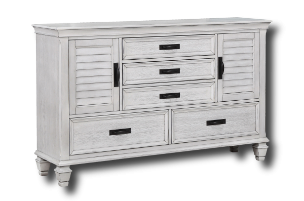 Franco 5-drawer Dresser Distressed White