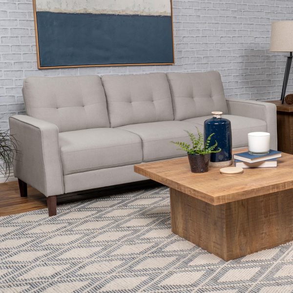 Bowen Upholstered Track Arm Tufted Sofa Beige