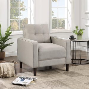 Bowen Upholstered Track Arm Tufted Chair Beige