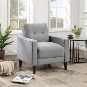 Bowen Upholstered Track Arm Tufted Chair Grey