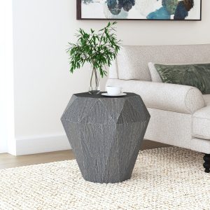 Jacinto Octagonal Solid Mango Wood Side Table Gray