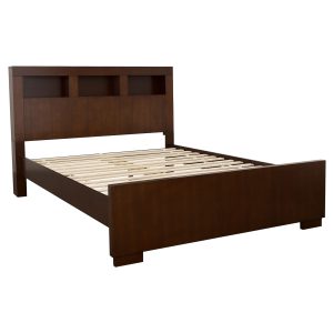 Jessica Queen / King Wood LED Storage Bookcase Bed Cappuccino