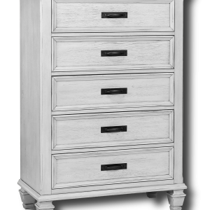 Franco 5-drawer Bedroom Chest Distressed White