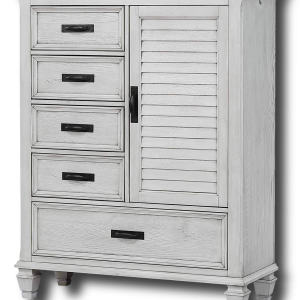 Franco 5-drawer Door Chest Distressed White